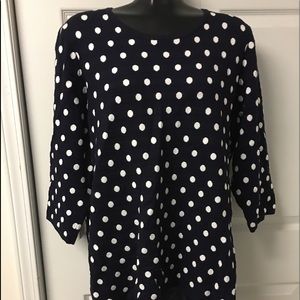 Navy Polka Dot Sweater with Sheer back insert XL